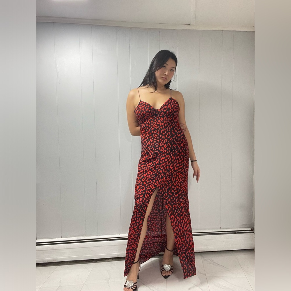 Black Red Leopard Print Maxi Dress- Alice + Olivia